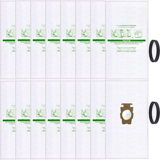 16 +2 Pack 204814 Micron Magic HEPA Filter Bags plus Belts Compatible with Kirby Part 205811 204814 204811 Universal Cloth Bags and All Kirby Sentria Vacuum G Series, Avalir Models