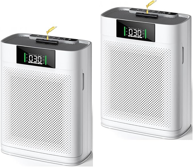 Air Purifier for Large Room up to 1500 Sq Ft, H13 True HEPA Filter, Honeyuan Air Purifiers for Pets, with PM 2.5 Display Air Quality Sensor, Aromatherapy, Child Lock, ZY3866G, 2pack, White
