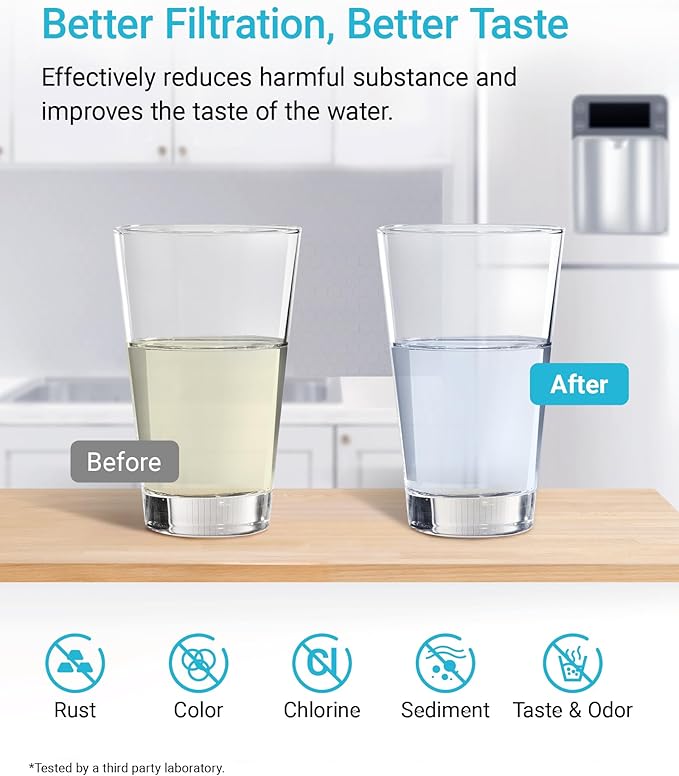 AQUACREST GXRTQR Inline Water Filter, NSF Certified, Compatible with GE GXRTQR, GXRTQ System, Reduces Chlorine, Fluoride, Limescale and More, For Refrigerator, IceMaker, RVs (2 Filters)