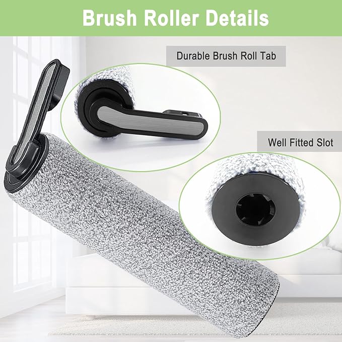 Brush and Filters Replacement Parts Accessories Compatible for Tineco Floor ONE S5/Floor One S5 Pro Cordless Vacuum Cleaner, 4 Roller Brushes, 4 Filters