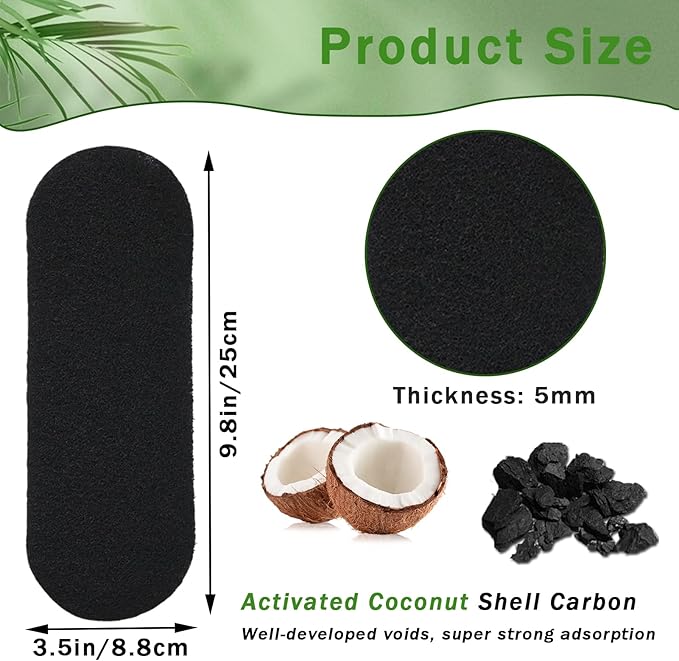 6PCS Ceiling Fan Filters for Blades, Unscented Activated Coconut Shell Carbon Air Filter Easy-Stick Ceiling Fan Blade Filters Universal Ceiling Fan Air Filters for Bedroom Living Room