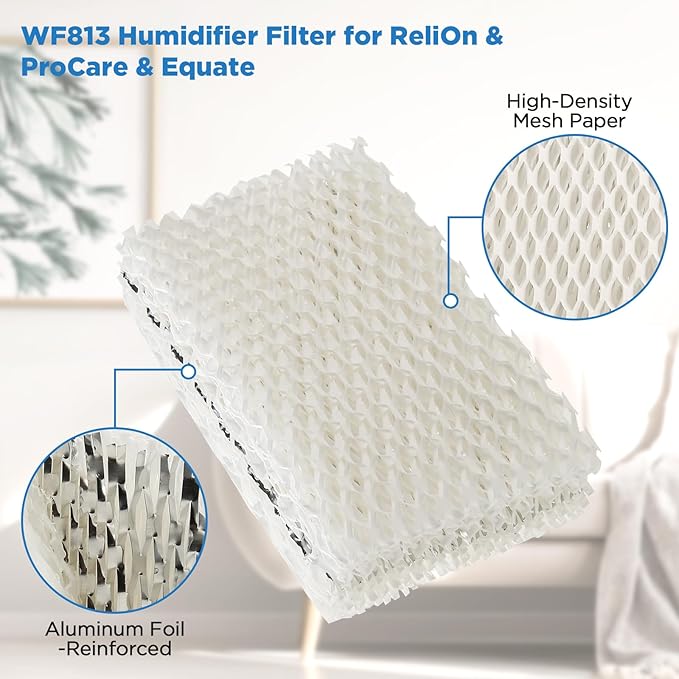 Freeboy Wf813 Eqwf813 Humidifier Filters Replacement for Equate Eqwf813 Eq-2119-Ul; Relion Rcm832 Rcm-832n; Procare Pcwf813; Protec Wf813 Humidifier Replacement Filter(4 Pack)