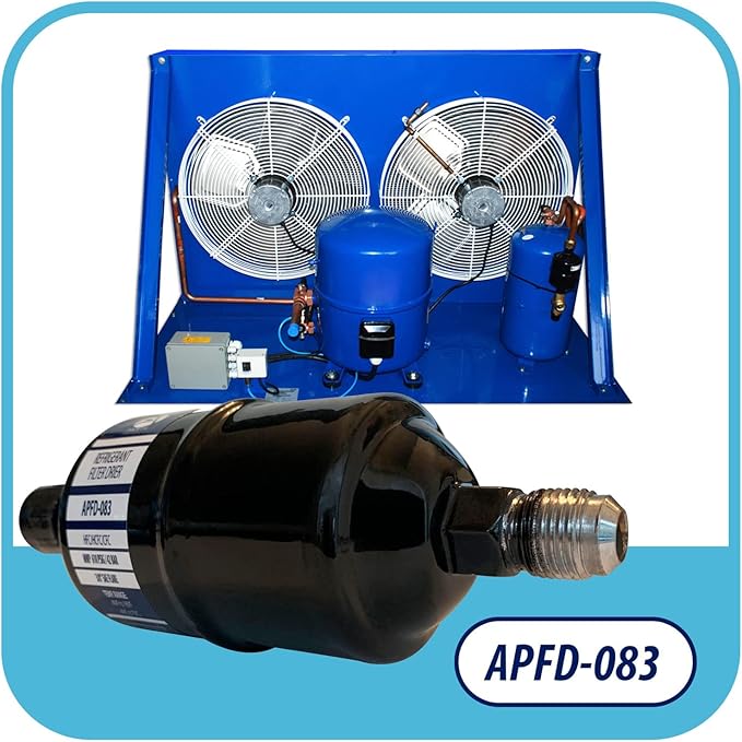 Appli Parts APFD-083 3/8 in Liquid Line Refrigerant AC Filter Drier hvac Refrigeration 083 SAE Flare connection universal unidirectional 6-1/2 in long 2 in wide