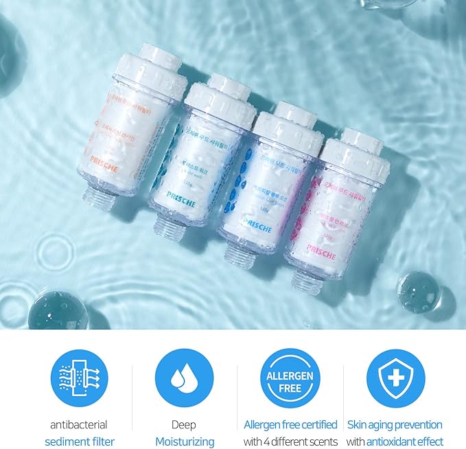 HubiCare Shower Infuser - Vitamin C Shower Head Filter, Hard Water Softener, Chlorine & Fluoride Shower Filter, Water Purifying Filtered Shower Head with Beads (Tropical Blue Ocean Refill)