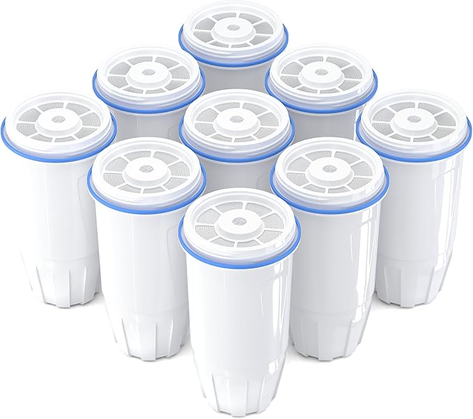 Upgraded Water Filter Replacement Fit for Zero Pitcher and Dispenser ZR-001 ZR-004 ZP-006 ZR-017, Five-Stage Filter System, Effectively Reducing Lead, Chromium, and Contaminants, 9 Packs, By BOGDA