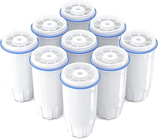 Upgraded Water Filter Replacement Fit for Zero Pitcher and Dispenser ZR-001 ZR-004 ZP-006 ZR-017, Five-Stage Filter System, Effectively Reducing Lead, Chromium, and Contaminants, 9 Packs, By BOGDA