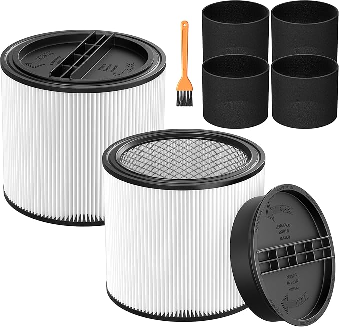 90304 Replacement Filter Kit Compatible with Shop Vac Cartridge Filter 90350 90304 90333 90585, Fits Most 5 Gallon and above Wet Dry Vacuum Cleaner (2+2+4+1)