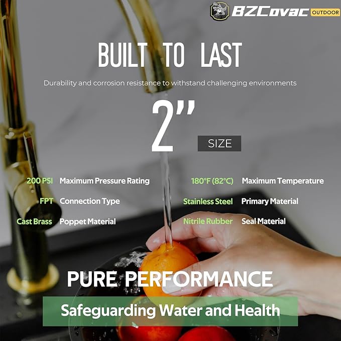 2-Inch Brass Foot Valve with Mesh Strainer, Universal One-Way Female NPT Check Valve with Backflow Prevention, Lead-Free Brass Construction for Irrigation and Water Pump Systems