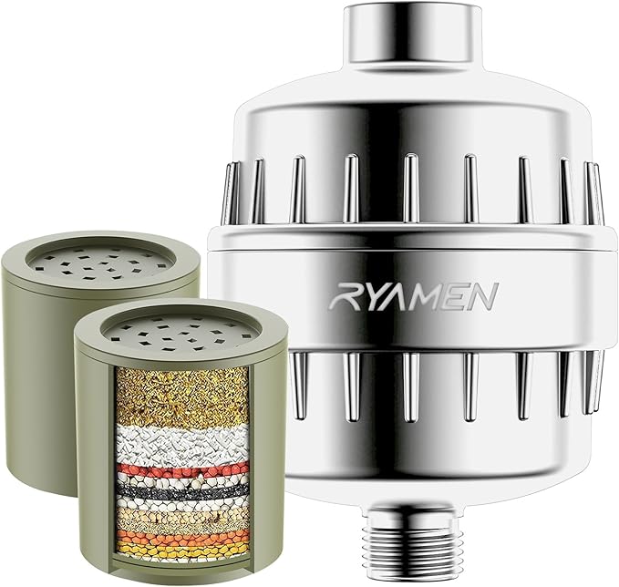 Heavy Duty Shower Filter, Shower Water Filter, 99% REMOVAL Shower Head Filter for Hard Water, Heavy Metals, Chlorine, Enhanced Water Filtration for Healthier Skin and Hair (Silver)