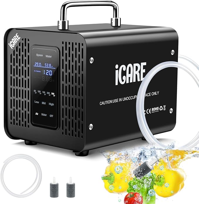 Ozone Generator 60,000mg/h & Ozone Generator Water 1000 mg/h High Capacity Smart Ozone Machine Odor Removal Commercial Ozone Odor Eliminator for Home, Smoke, Pet Odor, Car, Cleaning Fruits, Vegetables