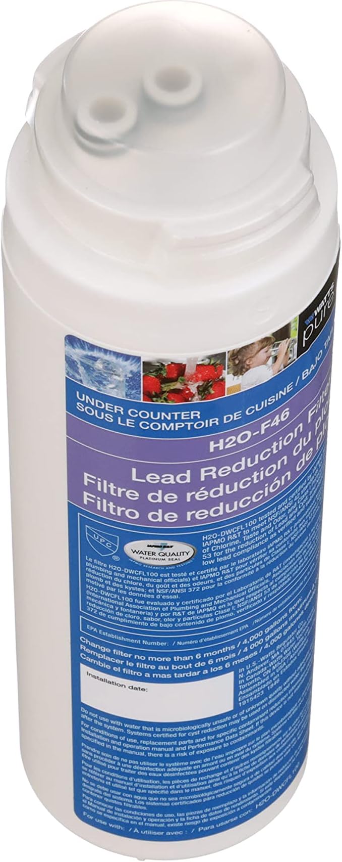 Watts Premier 0.5 Micron Lead Reduction Filter for Pure H2O Lead Filtration System H2O-DWCFL100, Flow Rate 1.5 GPM, 1/4 Turn Quick Change, Reduces Sediment, Chlorine Taste & Odor