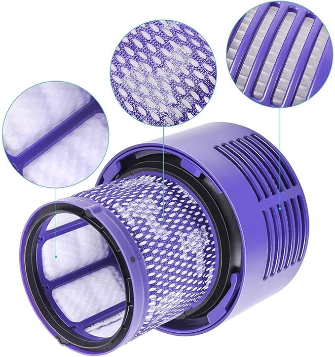 Leadaybetter 4pack Washable Hepa Filter Replacements for Dyson V10 SV12 Cordless Vacuum Cyclone Animal Absolute Total Clean Cordless Vacuum Cleaner, Replace # DY-969082-01