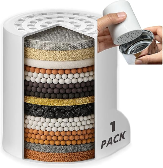 COLSEN Shower Filter Replacement – Universal Bath Water softener for tub 15 stage filtration system handheld purifier for hard water, removes fluoride vitamin c improves nails & hair (1Pack)