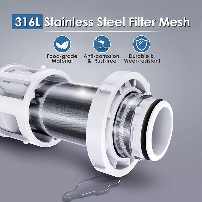 Spin Down Sediment Water Filter,Automatic Flushing,Protect Other Filter Systems and Appliances,40 Micron Flushable Prefilter Filtration (VT-Q50)