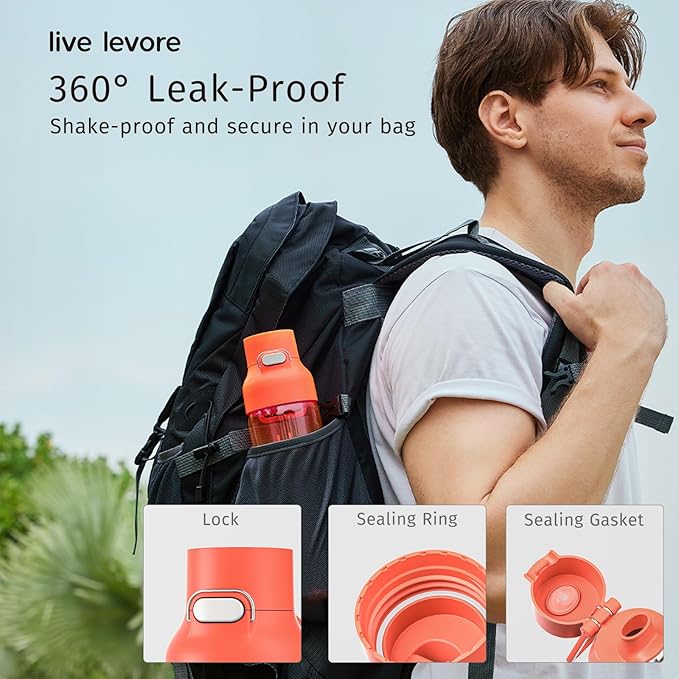 750ml Leak Proof Water Bottle with Flip Top Lid, BPA-Free USA Tritan Drink Bottle, Dishwasher Safe for Office, Outdoor & Daily Use (Vermilion, 1 Pack)