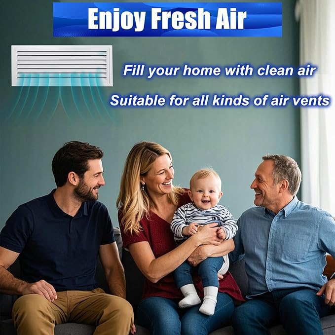 Air Vent Filters Roll, 12" x 90" Cut to Size Air Filters with 66PCS Velcros(35+ Filters), MERV 8 Triple Filtration Vent Filter Material for Home Floor, Ceiling, HVAC, AC, Grilles (12x90 inch)