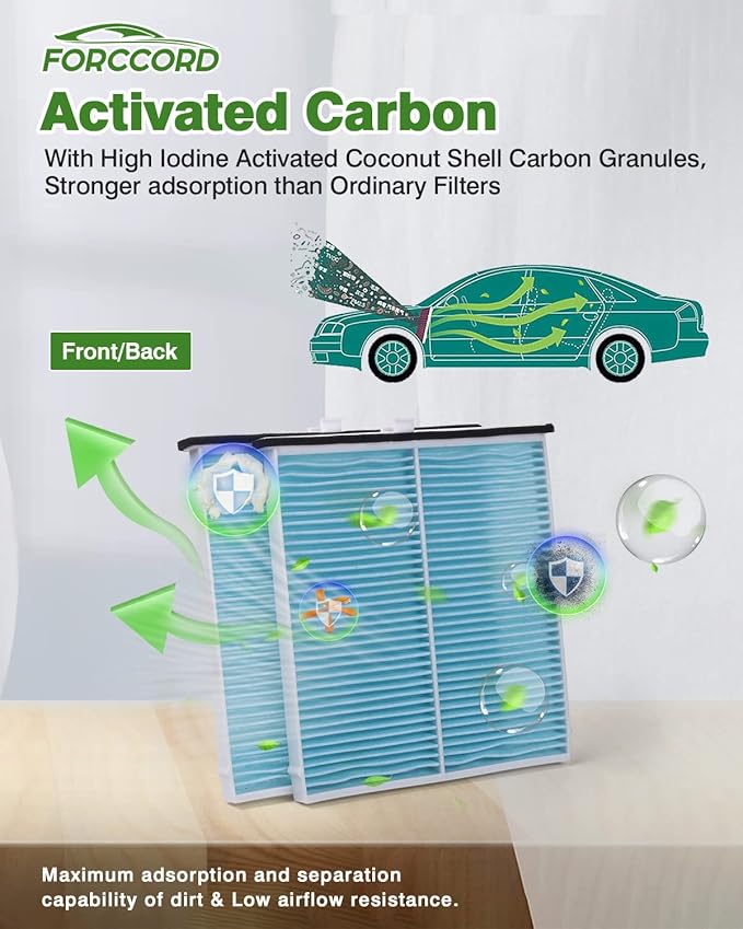 Cabin & Engine Air Filter Fit for Mazda 3 2014-2018 2.0L / Mazda 3 2014-2018 2.5L Activated Carbon Cabin Filter Replacement CF11811 CA11259 Car Accessories