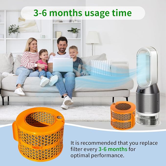 1 Pack 2-IN-1 Replacement Carbon Fiber Evaporator Filter Compatible for Dyson PH01 PH02 PH03 PH04 PH3A Models Humidify+Cool Air Purifiers, Orange