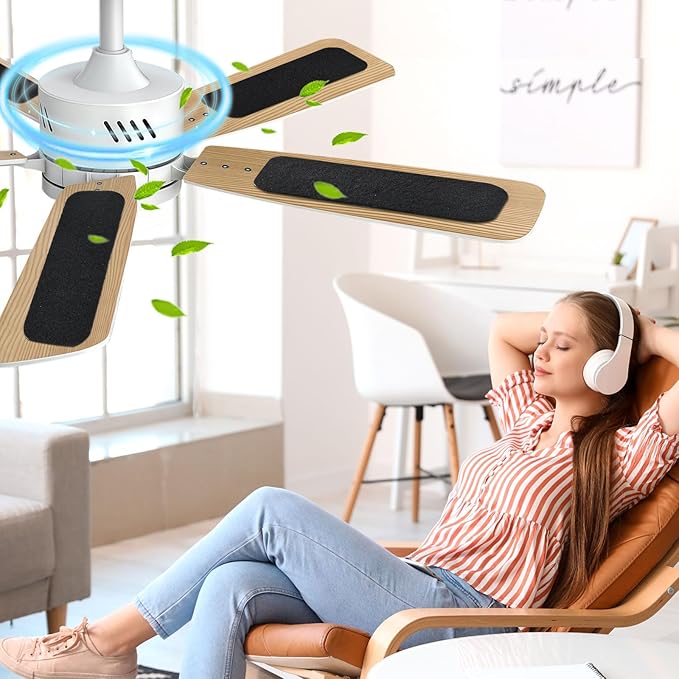 15-Pack Ceiling Fan Filters for Blades – Activated Coconut Shell Carbon Ceiling Fan Blade Filters, Odor, and Pet Dander – Universal Fit Stick-On Fan Filter Pads for Cleaner Indoor Air, Unscented