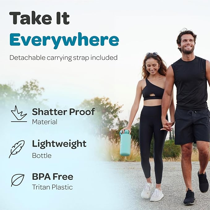 Hydracy Water Bottle with Time Marker -Large BPA Free Water Bottle & No Sweat Sleeve -Leak Proof Gym Bottle with Fruit Infuser Strainer & Times to Drink -Ideal for Fitness Sports & Outdoors