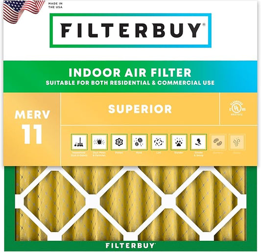 Filterbuy 24x24x2 Air Filter MERV 11 (MPR 1200) Allergen Defense Replacement (1-Pack), Electrostatic Pleated HVAC AC Furnace Filters, Made in USA (Actual Size: 23.38 x 23.38 x 1.75)
