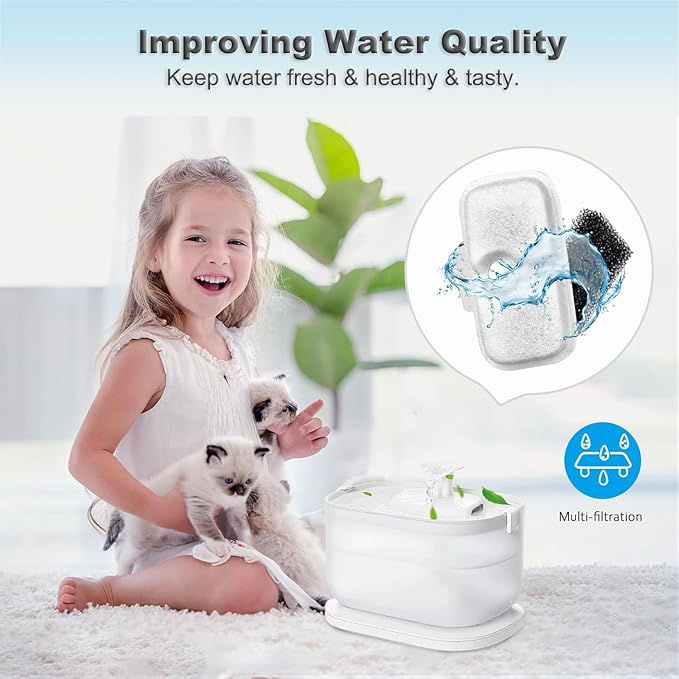 16 Pack Cat Water Fountain Replacement Filter for Petlibro Dockstream Cat Water Fountain(PLWF005/PLWF115/PLWF105, Pet Water Fountain Filter with Replacement Pre-Filter Pump Sponges(16+16)