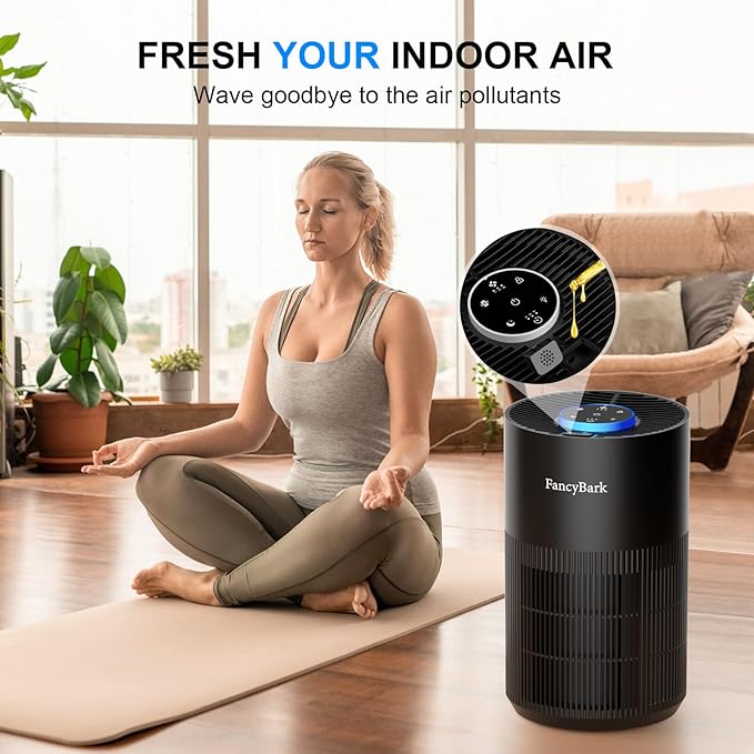 Air Purifiers for Home Bedroom Up to 1000 Ft², H14 True HEPA Room Air Purifiers for Bedroom With Sleep Mode Light Mode & Aroma Function Air Cleaner Smoke Odor Dust Pollen Pet Dander (Black)