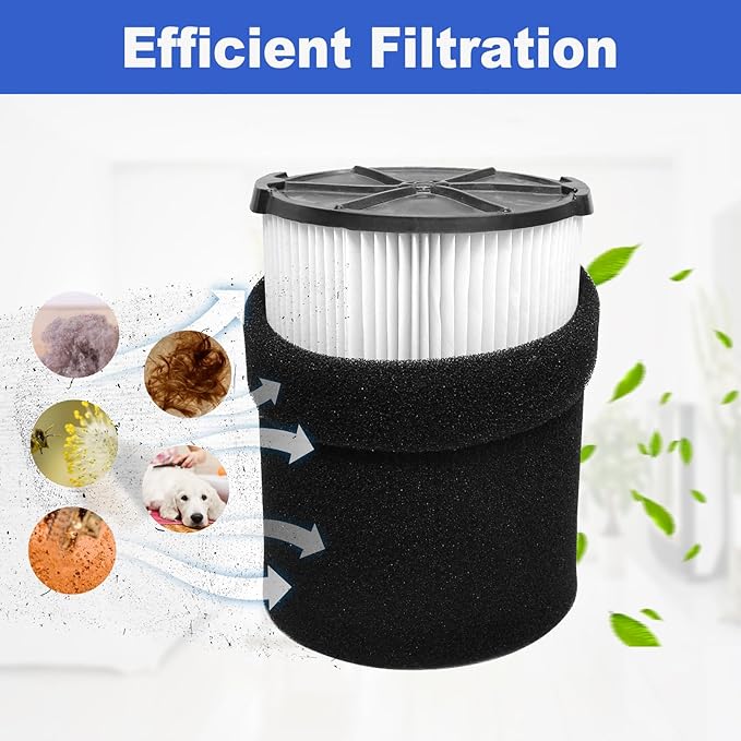2 Pack VF4000 Filters + 4 Pack VF3502 Filter Bags + 4 Pack Foam Sleeve for Ridgid 5-20 Gallon Wet Dry Vacuum Cleaner (10 Pack)