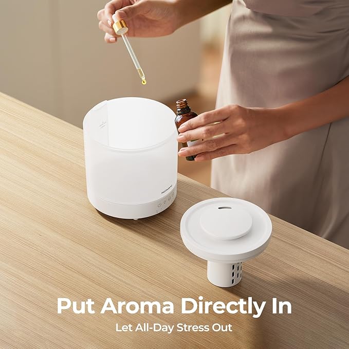 Homvana Small Humidifiers for Bedroom - 2 Packs 1.8L Cool Mist Top Fill Humidifier for Baby Nursery, Essential Oil Diffuser, 3 in 1 for Home Plants Offices and Grow Tents, 7 Color Lights, Ultrasonic