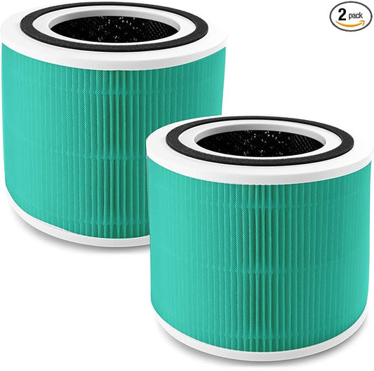 2 Pack Core 300 Toxin Absorber Replacement Filter for LEVOIT Core 300/ 300S/ 300-P/ 300S-P/and Core P350 Air Purifier, 3-in-1 True H13 HEPA Activated Carbon Filter, Part # Core 300-RF-TX (Green)