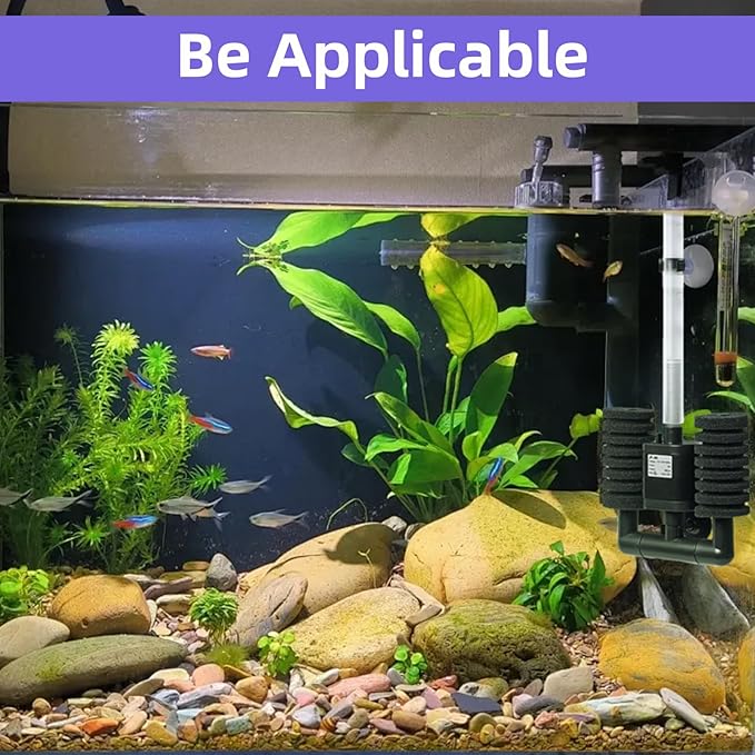 4pcs Filter sponges for Fish Tank Sponge Filter, Ultra Silent Filter for Impurities with Biofilter Media Balls and 4pcs Large Suction Cups for Aquariums