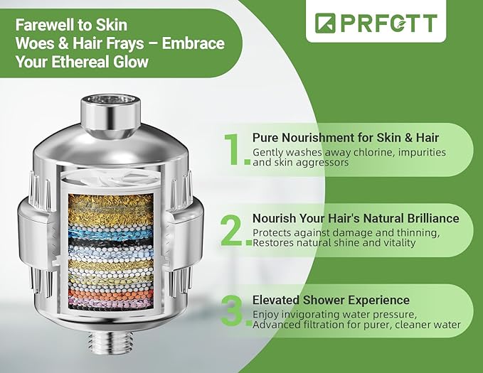 25-Stage Shower Filter prevents scale buildup,Revitalize Hair Skin & Nails with Purifying Water, softener hard water,99% Lead Chlorine, Fluoride & Chemicals removed. High-Output Fan Technology,Chrome