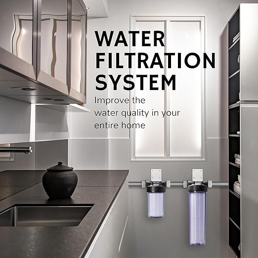 Airthereal Whole House Water Filter Housing, Sediment Filters for Well and City Water, 20"x4.5" Sediment Whole House Water Filter Cartridges, Pre-Filtration System with 1" NPT Port, (Clear Housing)