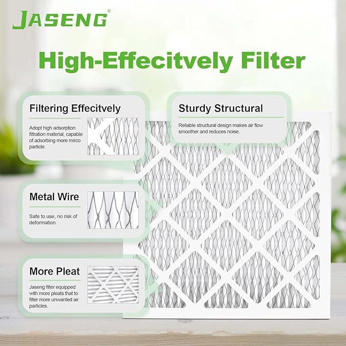 12x12x1 AC Furnace Air Filters,(2-Pack) MERV 8 Dust Defense, JASENG MPR 600 Pleated HVAC Replacement Air Filter (exact dimensions: 11 3/4"x11 3/4"x3/4")