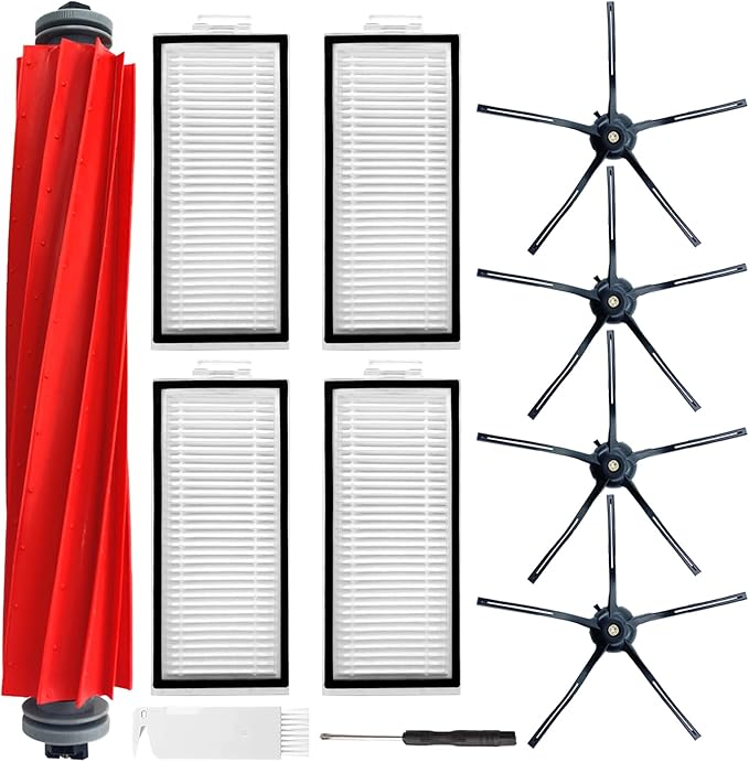 Q7 Series Replacement Parts for Roborock Q7 Q7+ Q7 Max Q7 Max+ Robot Vacuum, 1 Main Brush,4 Side Brushes, 4 HEPA Filters