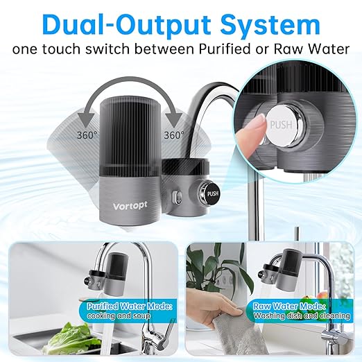 Advanced Sink Faucet Filter, 360 ° Rotary Faucet Water Purifier, NSF Certified Level 5 Filtration, Compatible with 99% of Faucets(Black-T6-CTO)