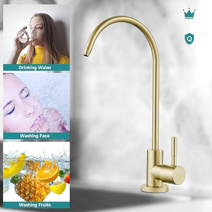 FVITA Brushed Gold Kitchen Faucet 304 Stainless Steel Sink Filter Water Faucet Reverse Osmosis Faucet, RO Faucet Kitchen Water Tap