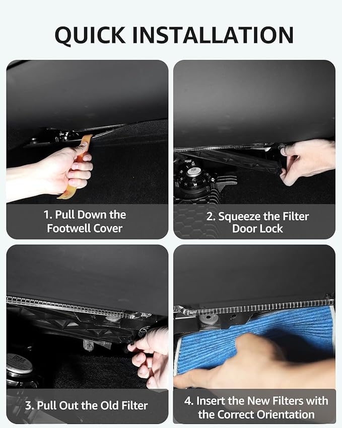 BASENOR 2026-2022 Tesla Model S Model X Cabin Air Filter with Activated Carbon Air Filter Replacement Tesla Model S Plaid Model X Plaid Interior Accessories