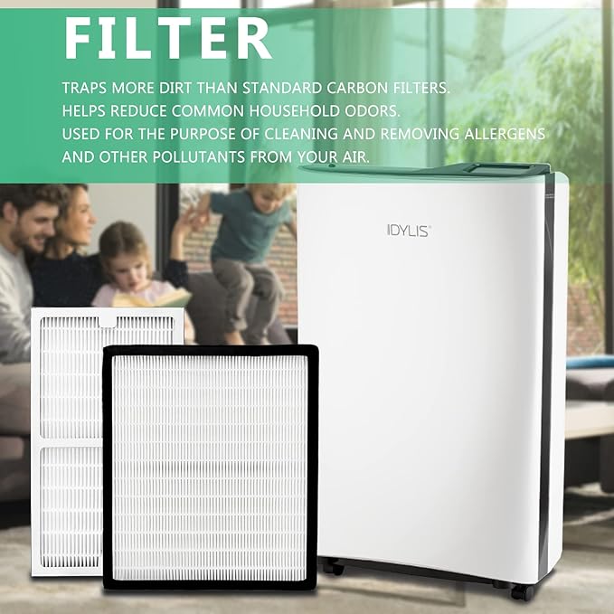 Gekufa Replacement Filter C + D Compatible with Idylis IAP-10-280, for Idylis Air Purifiers Include 1C+1D Filter each & 2 Carbon Filters