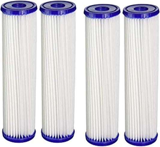 CFS – 4 Pack Whole House Pleated Water Filter Cartridges – Remove Bad Taste & Odor – Whole House Replacement Water Filter Cartridge - 30 Micron - White