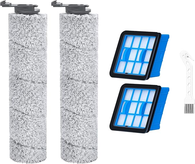 3882 Crosswave OmniForce Replacement Roller & Filters Compatible for Bissell Wet Dry Vacuum Cleaners (Models 3882/3883/3967F/3970F) - 4 Filters, 2 Rollers & 1 Cleaning Brush Included