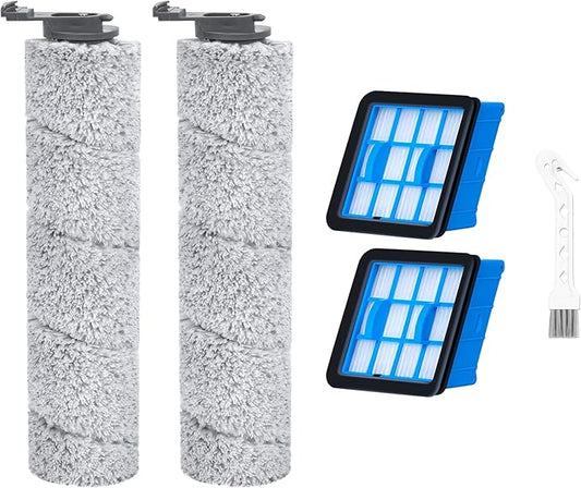 3882 Crosswave OmniForce Replacement Roller & Filters Compatible for Bissell Wet Dry Vacuum Cleaners (Models 3882/3883/3967F/3970F) - 4 Filters, 2 Rollers & 1 Cleaning Brush Included