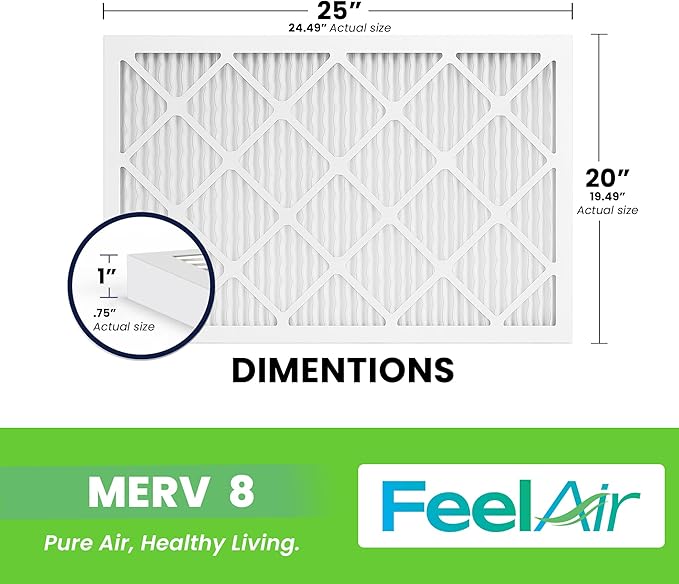 Air Filters 20x25x1 MERV 8, MPR 600, Air Filter (6 Pack)