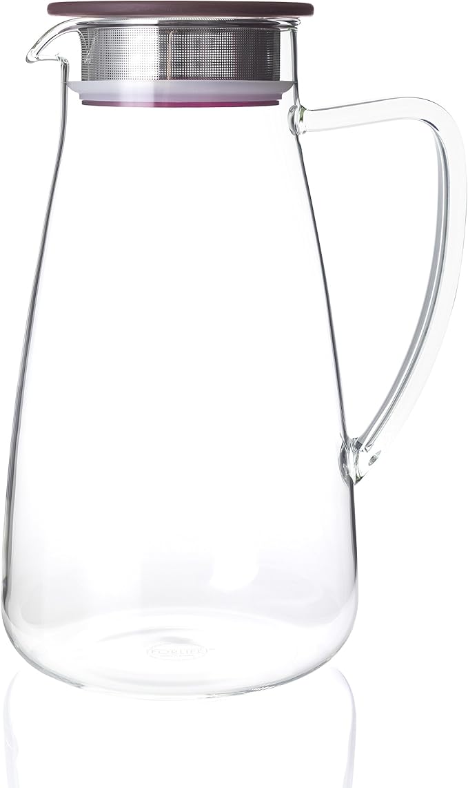 FORLIFE Flask Glass Iced Tea Jug 64oz, Cranberry