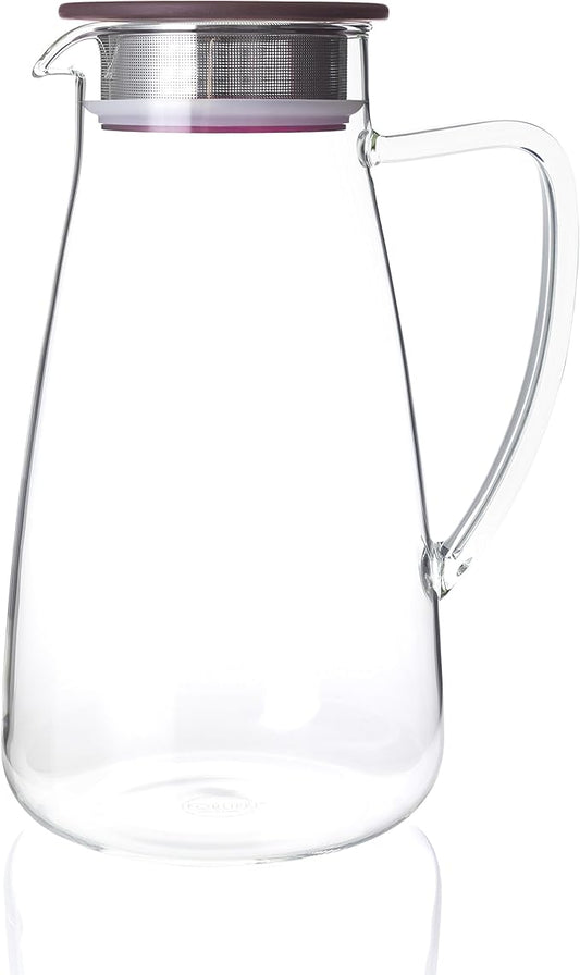 FORLIFE Flask Glass Iced Tea Jug 64oz, Cranberry