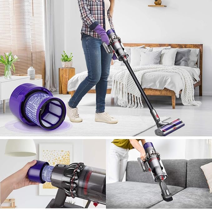 Leadaybetter 4pack Washable Hepa Filter Replacements for Dyson V10 SV12 Cordless Vacuum Cyclone Animal Absolute Total Clean Cordless Vacuum Cleaner, Replace # DY-969082-01