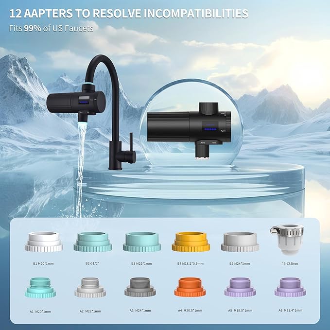 HOMELODY 3.0 Water Filter for Sink Faucet - Upgraded LED Display 3000-4000L Faucet Mount Tap Water Filter Reduces Lead Chlorine Heavy Metals, Fits Most Standard US Faucets