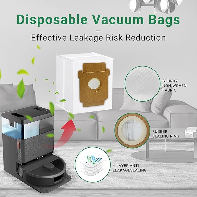 Replacement Parts Compatible with iRobot Roomba Plus 405 Combo/ 505 Combo Robot Vacuum, 1 Rubber Brush 6 Mop Cloth 4 Dust Bag 3 Filter 6 Side Brushes