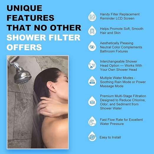 Tyent - Shower Lux Filter - High Output Showerhead Filter - Multiple Water Pressure Settings - Electronic Filter Replacement Reminder - Luxurious Shower Experience