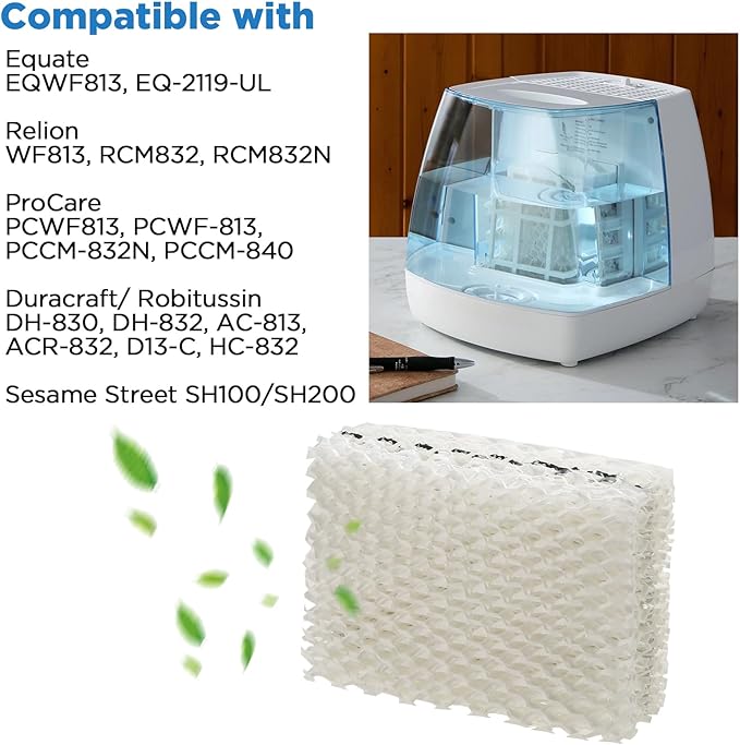 Freeboy Wf813 Eqwf813 Humidifier Filters Replacement for Equate Eqwf813 Eq-2119-Ul; Relion Rcm832 Rcm-832n; Procare Pcwf813; Protec Wf813 Humidifier Replacement Filter(4 Pack)